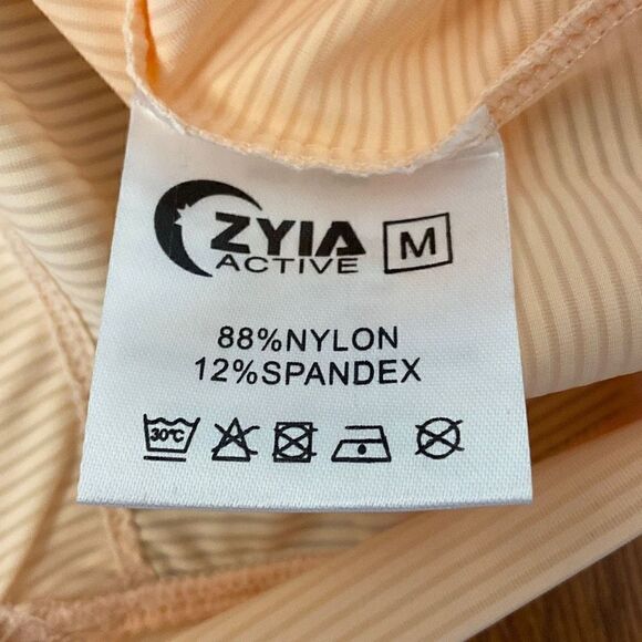 NEW ZYIA Active Peach Mesh Back Long T Long Sleeve Tee Medium - Picture 3 of 3